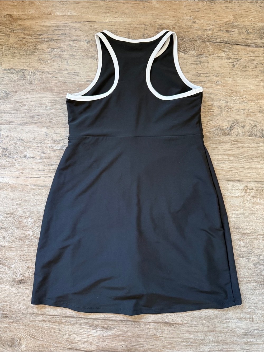 Black Sleeveless Activewear Dress with White Trim - Picture 6 of 6